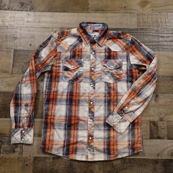 BKE Vintage Plaid Pearl Snap-Button Shirt - Men's Size M - Western Style - Picture 1 of 8